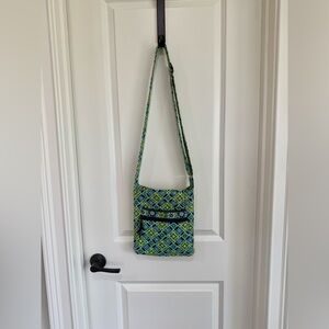 Vera Bradley Retired Crossbody Bag – Blue Green Floral Geometric Print